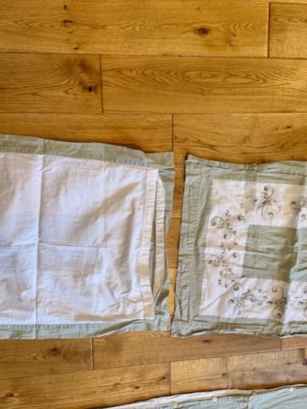 Vintage Light Weight Cotton Sage/White Full Duvet Cover and 2 Shams - Picture 4 of 5